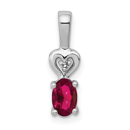 Sterling Silver Rhodium-plated Created Ruby & Diam. Pendant QBPD23JUL