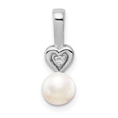 Sterling Silver Rhodium-plated FW Cultured Pearl & Diam. Pendant QBPD23JUN