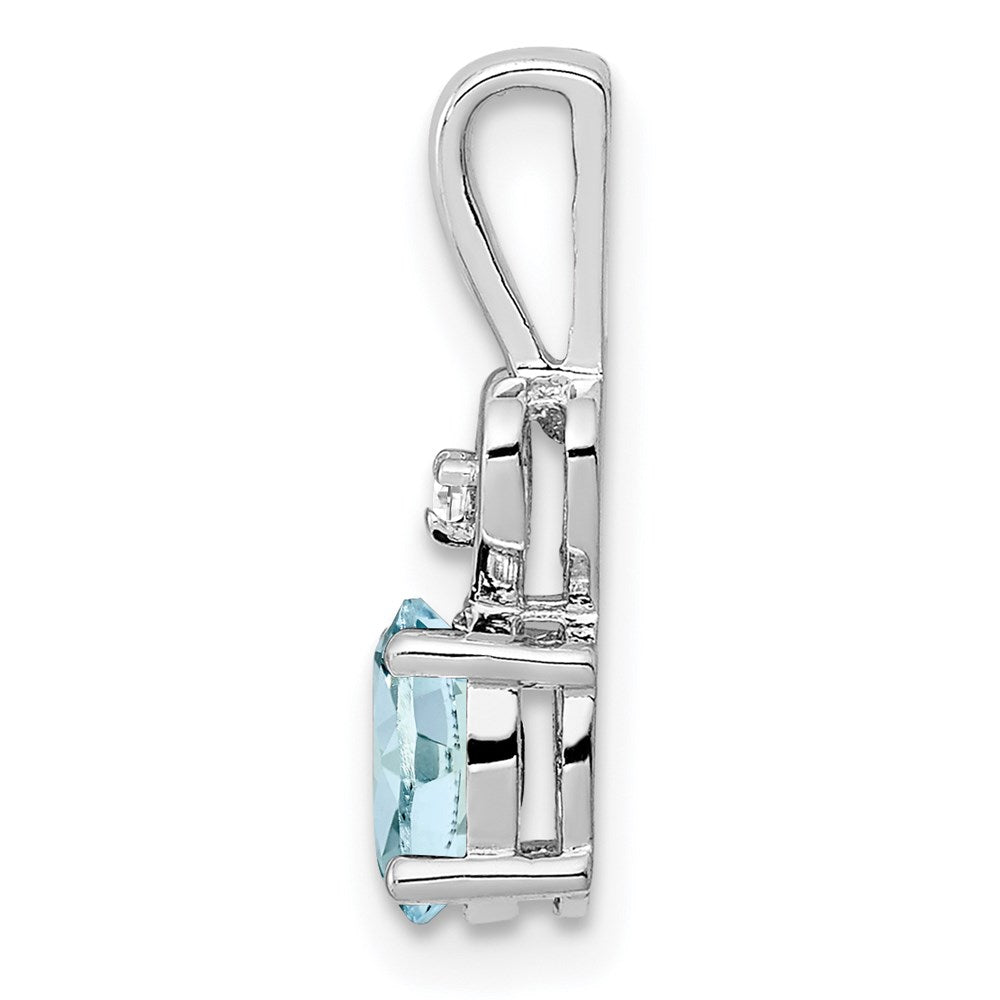 Sterling Silver Rhodium-plated Aquamarine & Diam. Pendant QBPD23MAR
