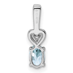Sterling Silver Rhodium-plated Aquamarine & Diam. Pendant QBPD23MAR