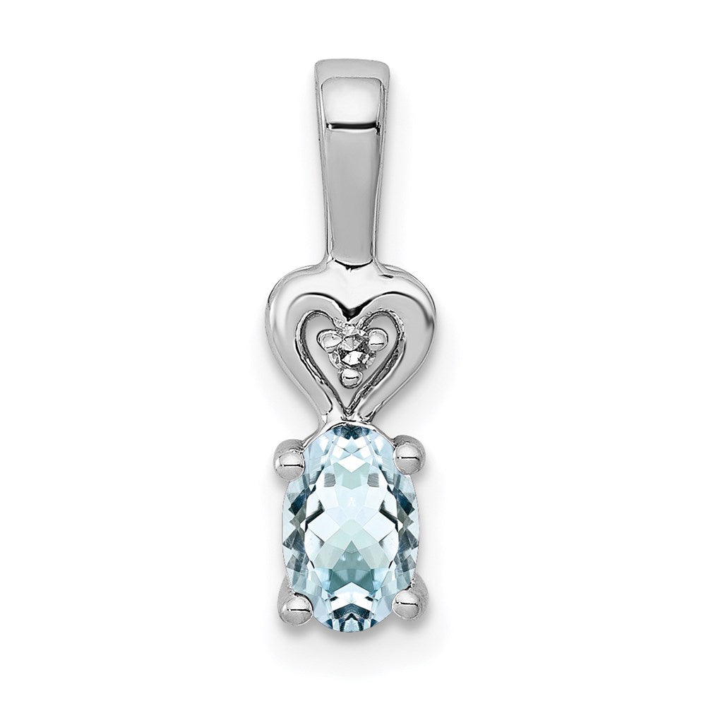 Sterling Silver Rhodium-plated Aquamarine & Diam. Pendant QBPD23MAR