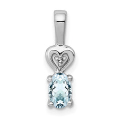 Sterling Silver Rhodium-plated Aquamarine & Diam. Pendant QBPD23MAR