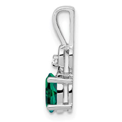 Sterling Silver Rhodium-plated Created Emerald & Diam. Pendant QBPD23MAY