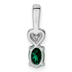 Sterling Silver Rhodium-plated Created Emerald & Diam. Pendant QBPD23MAY