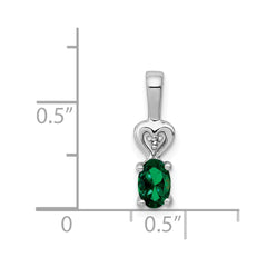 Sterling Silver Rhodium-plated Created Emerald & Diam. Pendant QBPD23MAY