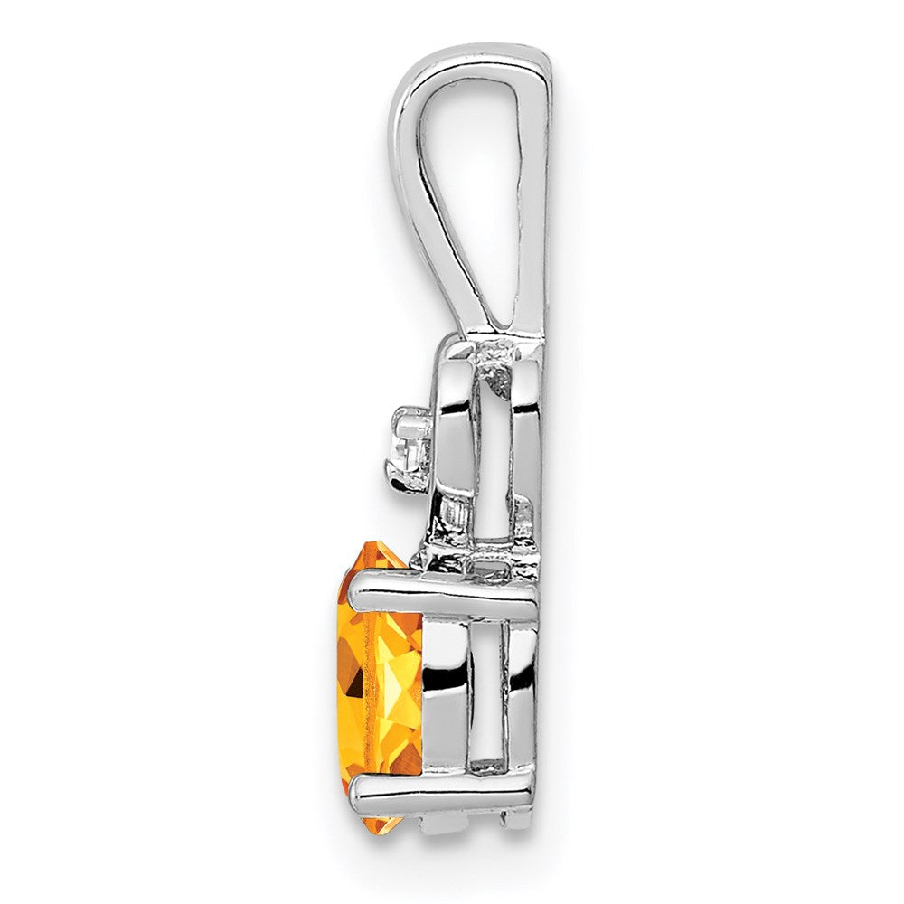 Sterling Silver Rhodium-plated Citrine & Diam. Pendant QBPD23NOV