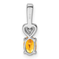 Sterling Silver Rhodium-plated Citrine & Diam. Pendant QBPD23NOV