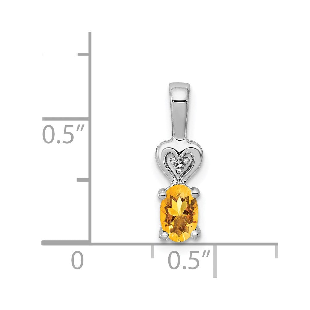 Sterling Silver Rhodium-plated Citrine & Diam. Pendant QBPD23NOV