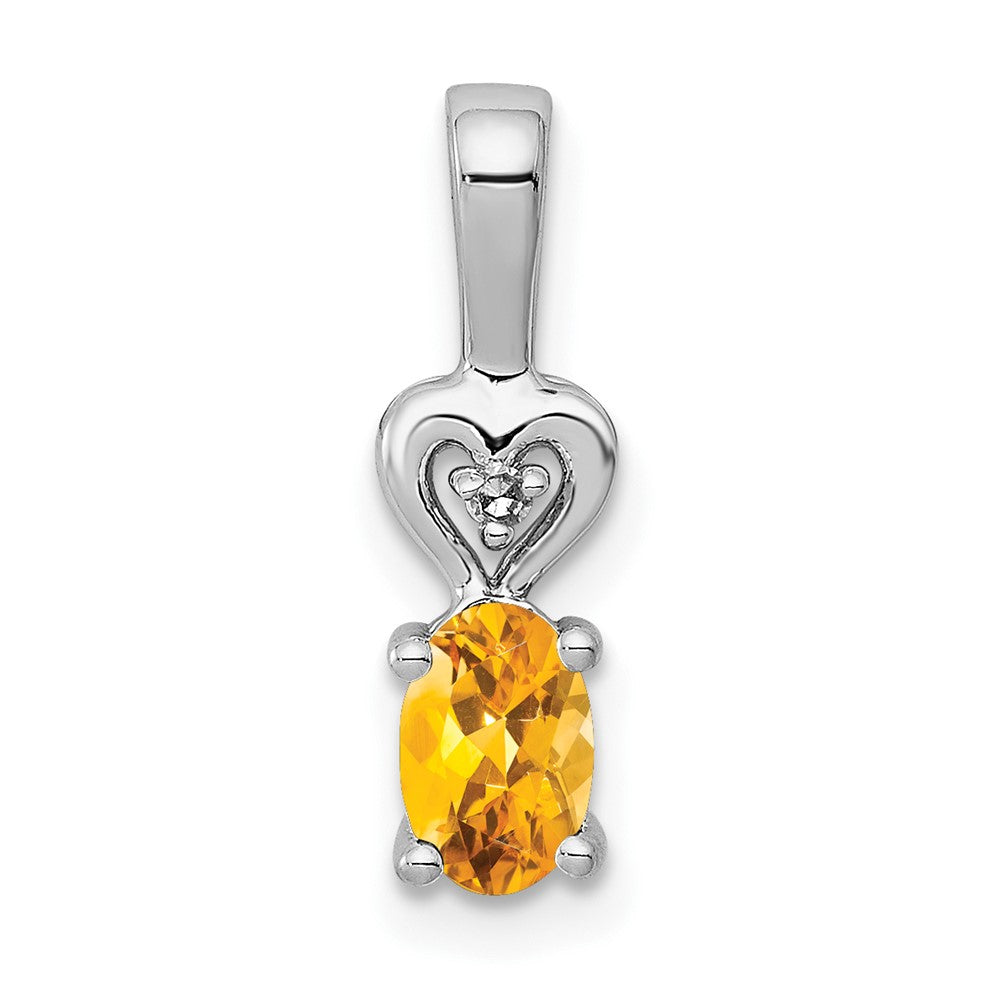 Sterling Silver Rhodium-plated Citrine & Diam. Pendant QBPD23NOV