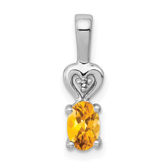 Sterling Silver Rhodium-plated Citrine & Diam. Pendant QBPD23NOV