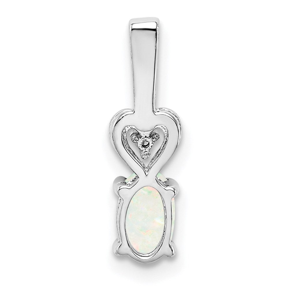 Sterling Silver Rhodium-plated Created Opal & Diam. Pendant QBPD23OCT