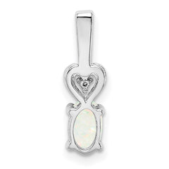 Sterling Silver Rhodium-plated Created Opal & Diam. Pendant QBPD23OCT