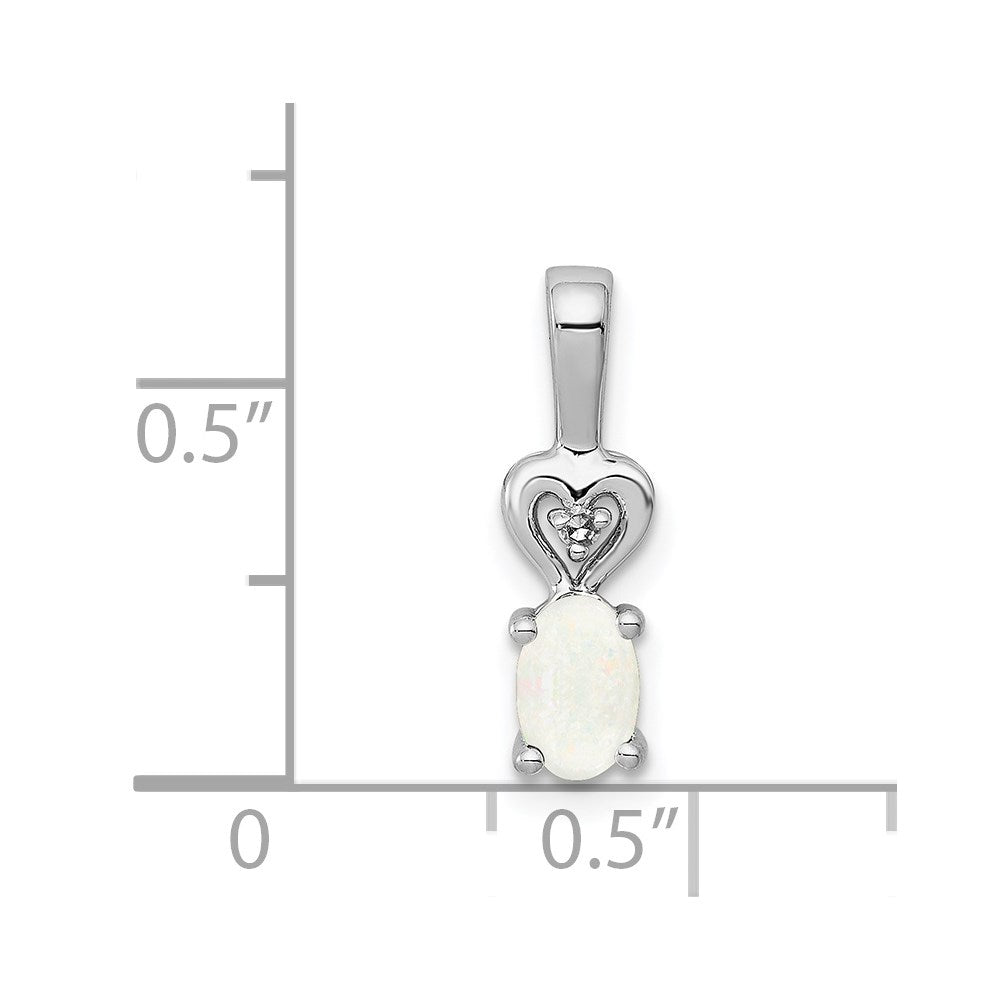 Sterling Silver Rhodium-plated Created Opal & Diam. Pendant QBPD23OCT