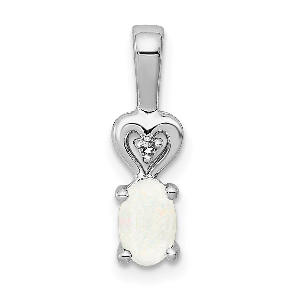 Sterling Silver Rhodium-plated Created Opal & Diam. Pendant QBPD23OCT