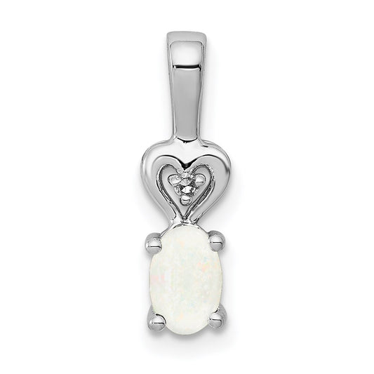 Sterling Silver Rhodium-plated Created Opal & Diam. Pendant QBPD23OCT
