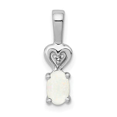 Sterling Silver Rhodium-plated Created Opal & Diam. Pendant QBPD23OCT