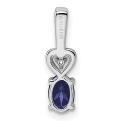 Sterling Silver Rhodium-plated Created Sapphire & Diam. Pendant QBPD23SEP