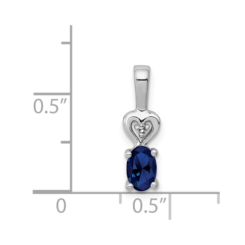 Sterling Silver Rhodium-plated Created Sapphire & Diam. Pendant QBPD23SEP