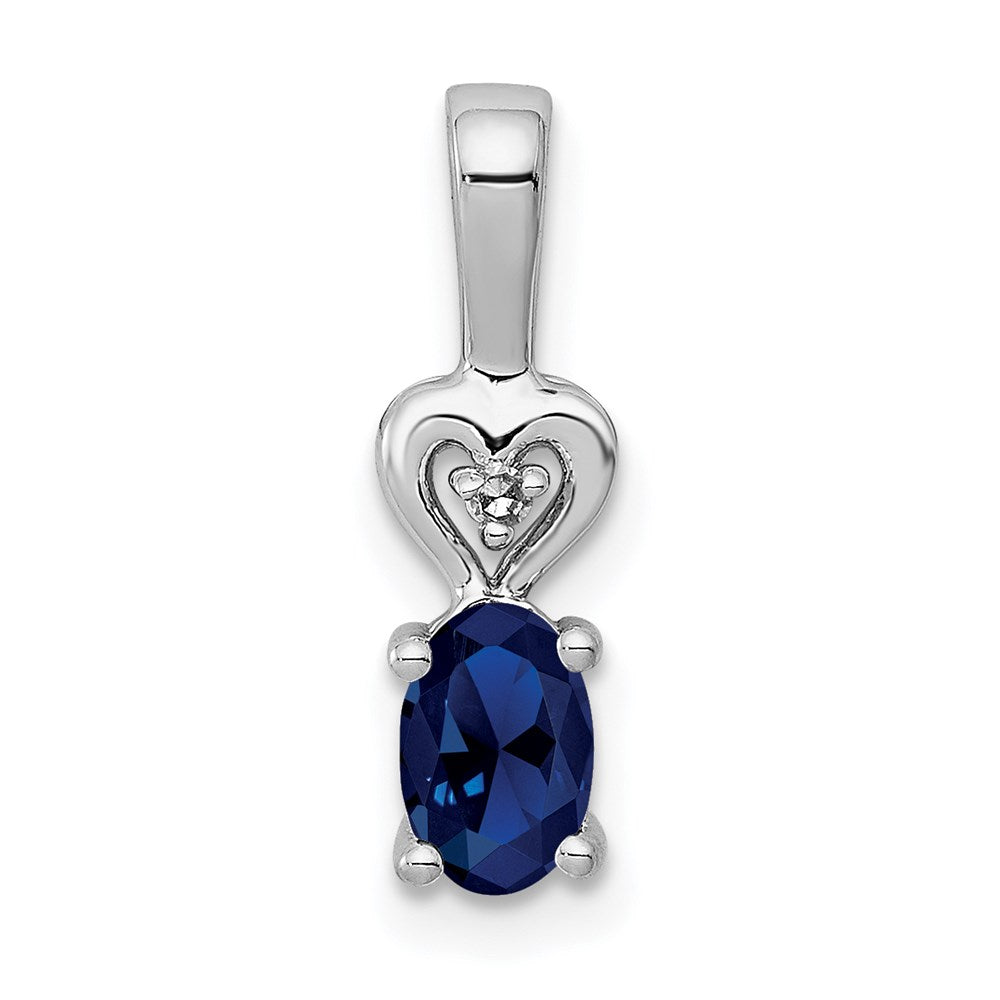 Sterling Silver Rhodium-plated Created Sapphire & Diam. Pendant QBPD23SEP