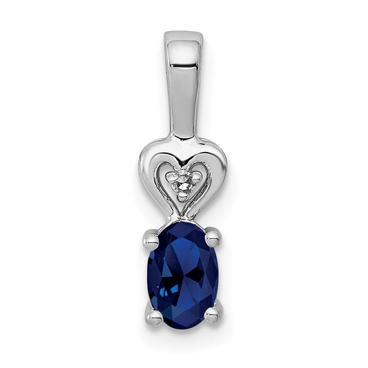 Sterling Silver Rhodium-plated Created Sapphire & Diam. Pendant QBPD23SEP