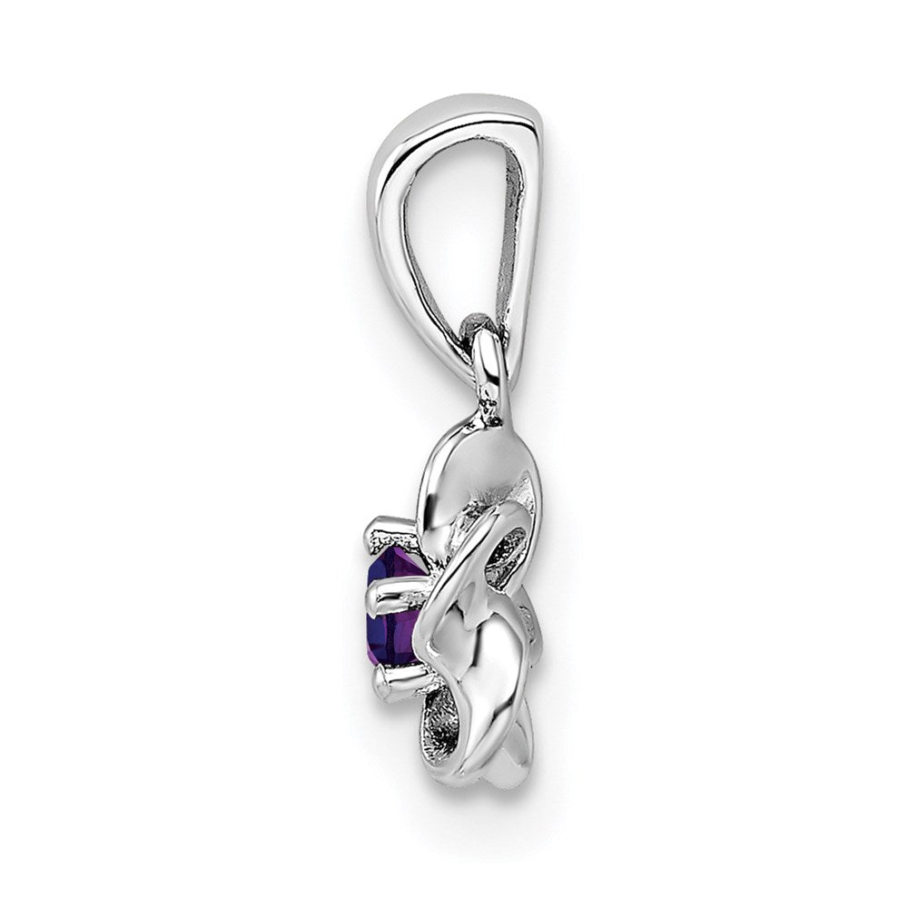 Sterling Silver Rhodium-plated Floral Amethyst Pendant QBPD30AM