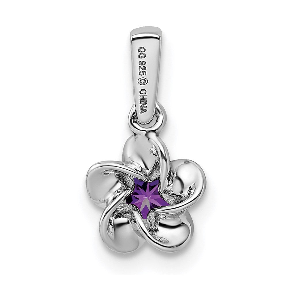 Sterling Silver Rhodium-plated Floral Amethyst Pendant QBPD30AM