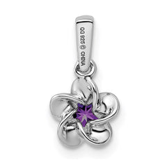 Sterling Silver Rhodium-plated Floral Amethyst Pendant QBPD30AM