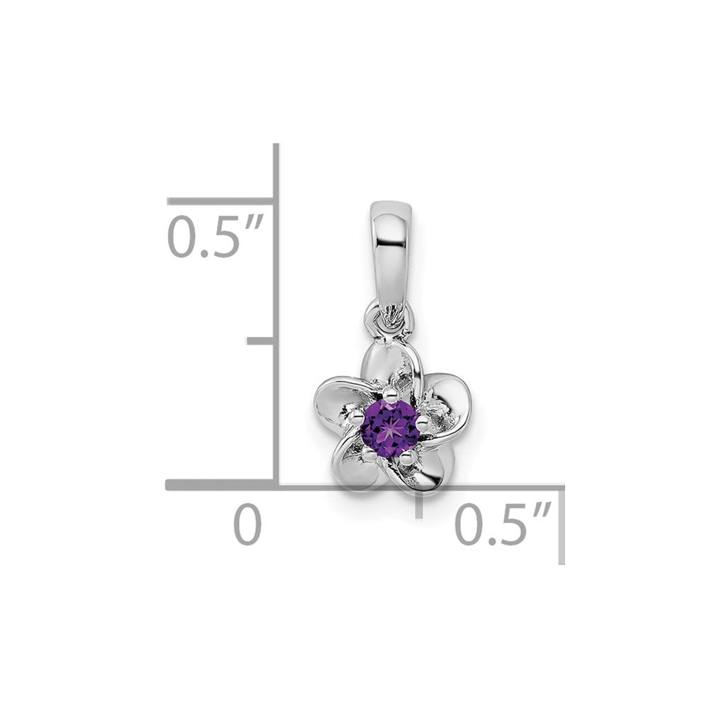 Sterling Silver Rhodium-plated Floral Amethyst Pendant QBPD30AM