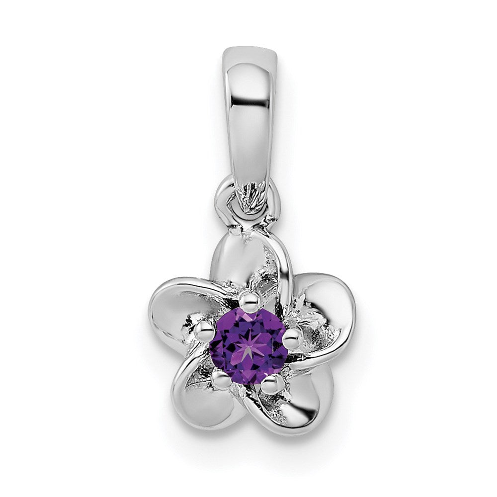 Sterling Silver Rhodium-plated Floral Amethyst Pendant QBPD30AM