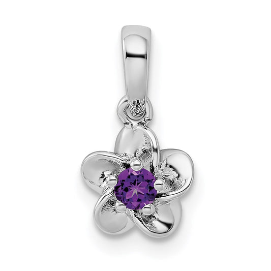 Sterling Silver Rhodium-plated Floral Amethyst Pendant QBPD30AM