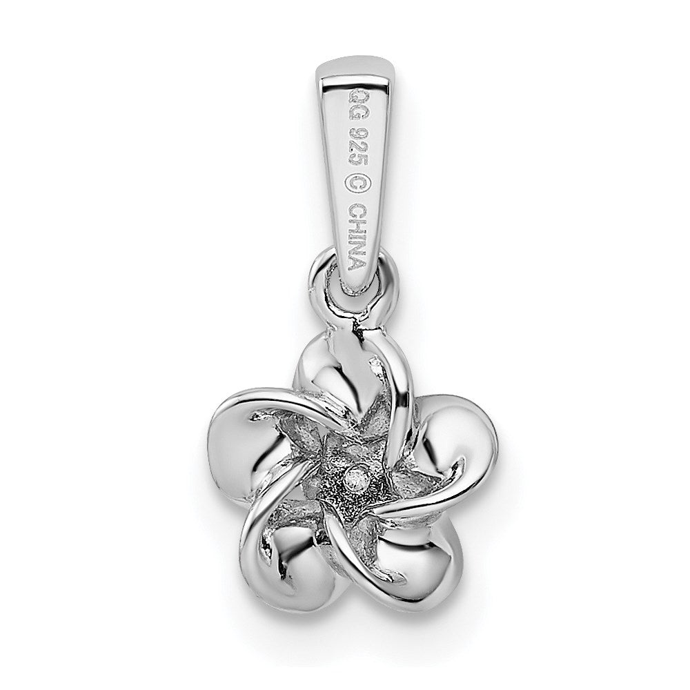 Sterling Silver Rhodium-plated Floral Diamond Pendant QBPD30DIA
