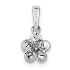 Sterling Silver Rhodium-plated Floral Diamond Pendant QBPD30DIA