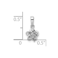 Sterling Silver Rhodium-plated Floral Diamond Pendant QBPD30DIA