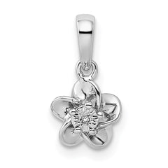 Sterling Silver Rhodium-plated Floral Diamond Pendant QBPD30DIA