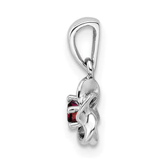 Sterling Silver Rhodium-plated Floral Garnet Pendant QBPD30GA
