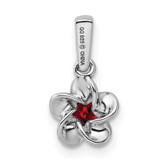 Sterling Silver Rhodium-plated Floral Garnet Pendant QBPD30GA