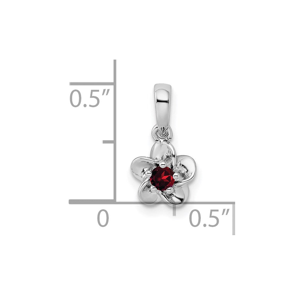 Sterling Silver Rhodium-plated Floral Garnet Pendant QBPD30GA