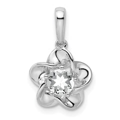 Sterling Silver Rhodium-plated Floral White Topaz Pendant QBPD31APR