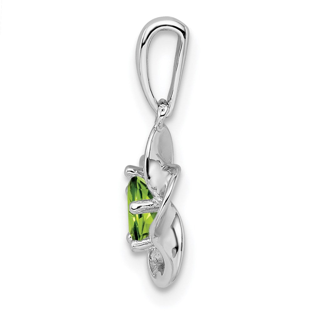 Sterling Silver Rhodium-plated Floral Peridot Pendant QBPD31AUG