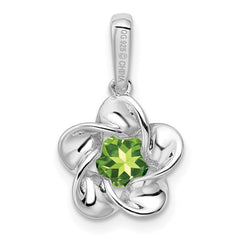 Sterling Silver Rhodium-plated Floral Peridot Pendant QBPD31AUG