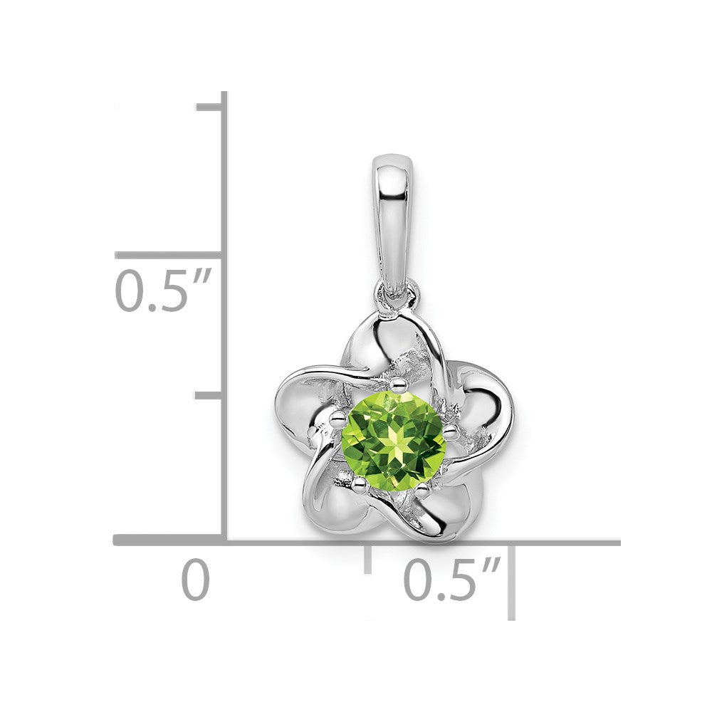 Sterling Silver Rhodium-plated Floral Peridot Pendant QBPD31AUG
