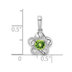 Sterling Silver Rhodium-plated Floral Peridot Pendant QBPD31AUG