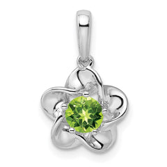 Sterling Silver Rhodium-plated Floral Peridot Pendant QBPD31AUG