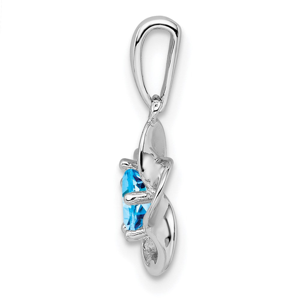Sterling Silver Rhodium-plated Floral Blue Topaz Pendant QBPD31DEC