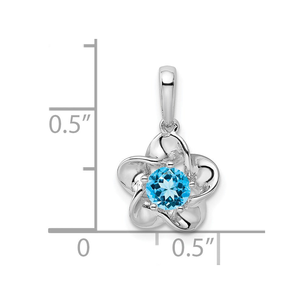 Sterling Silver Rhodium-plated Floral Blue Topaz Pendant QBPD31DEC