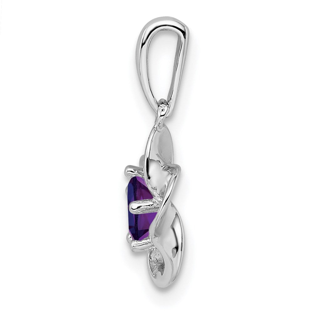 Sterling Silver Rhodium-plated Floral Amethyst Pendant QBPD31FEB