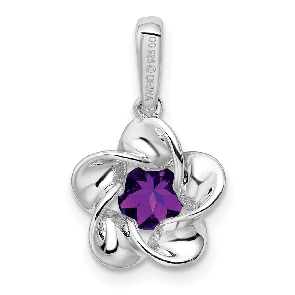 Sterling Silver Rhodium-plated Floral Amethyst Pendant QBPD31FEB