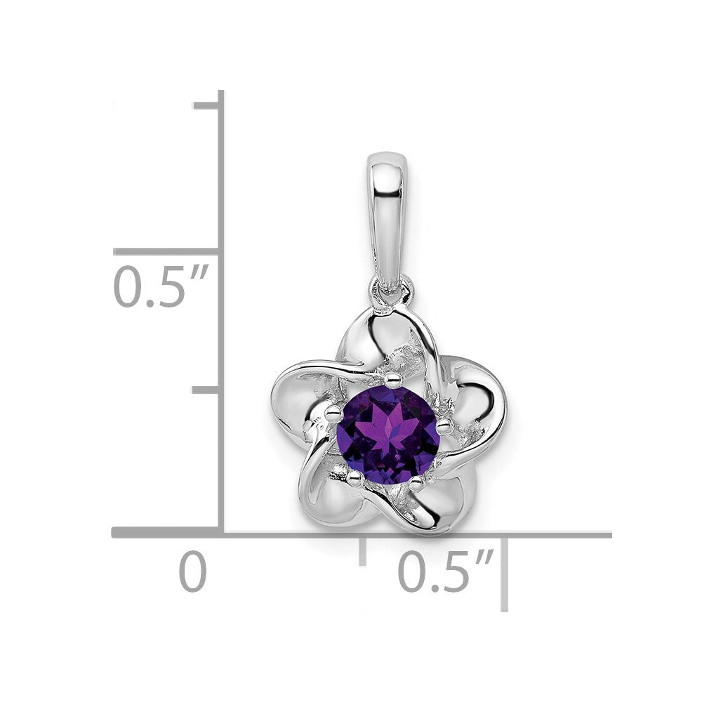 Sterling Silver Rhodium-plated Floral Amethyst Pendant QBPD31FEB
