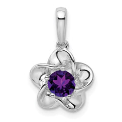 Sterling Silver Rhodium-plated Floral Amethyst Pendant QBPD31FEB