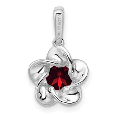 Sterling Silver Rhodium-plated Floral Garnet Pendant QBPD31JAN